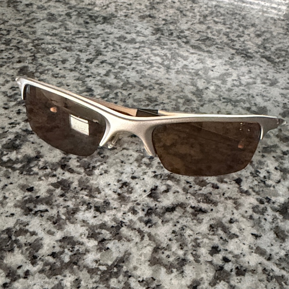 Oakley Men's Silver Frame Sunglasses with Brown Lenses